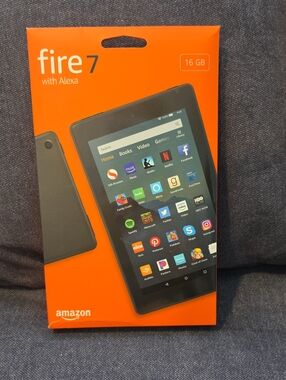 Amazon Fire 7 Tablet - Black with Bright Orange Box